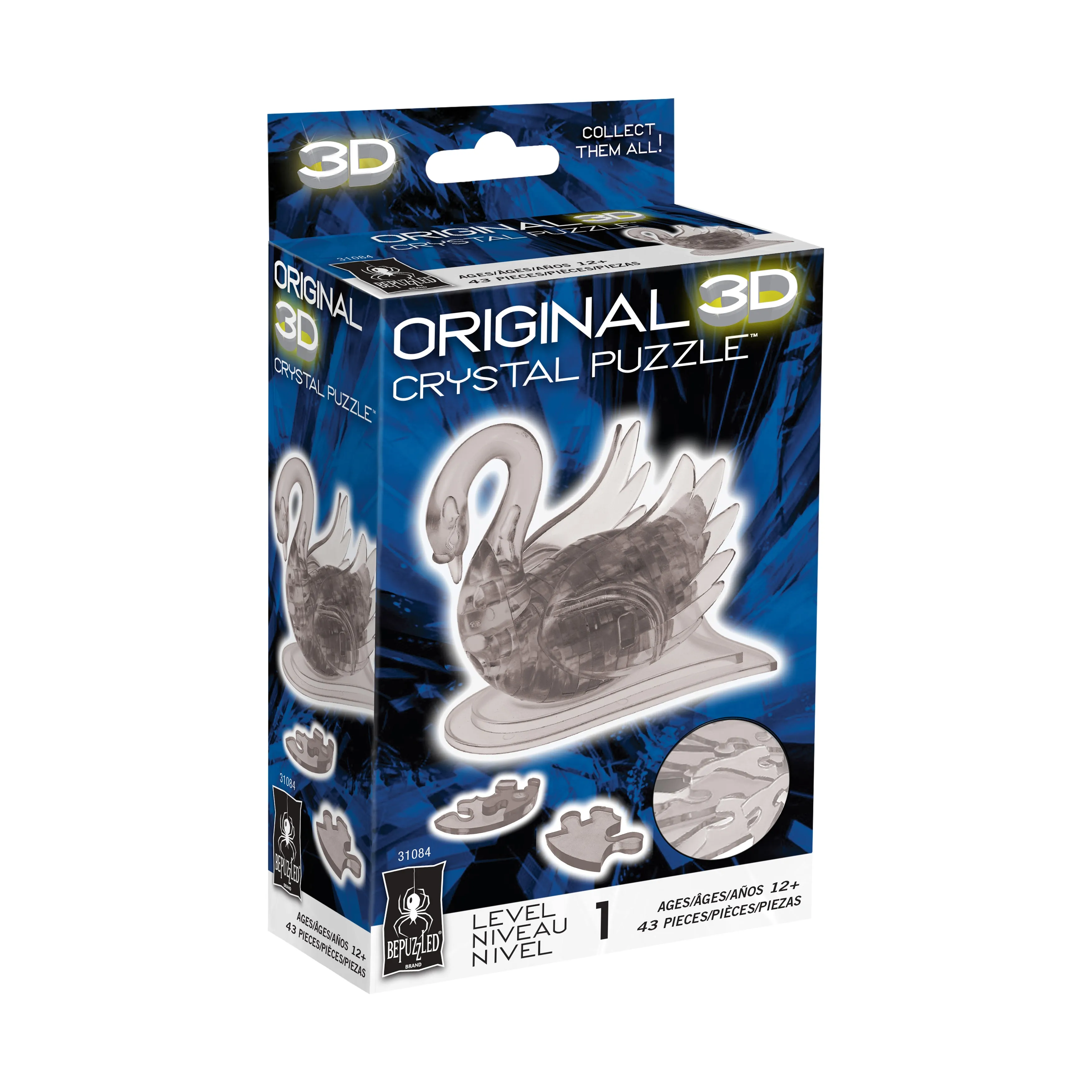 3D Crystal Puzzle - Swan (Black): 43 Pcs