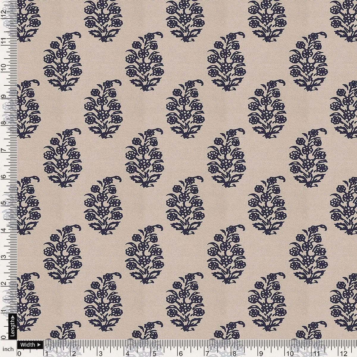 Block Print Motif Digital Printed Fabric - Weightless