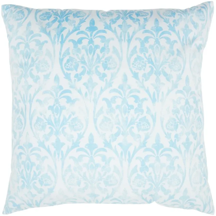 Life Styles Faded Damask Aqua 20" x 20" Throw Pillow