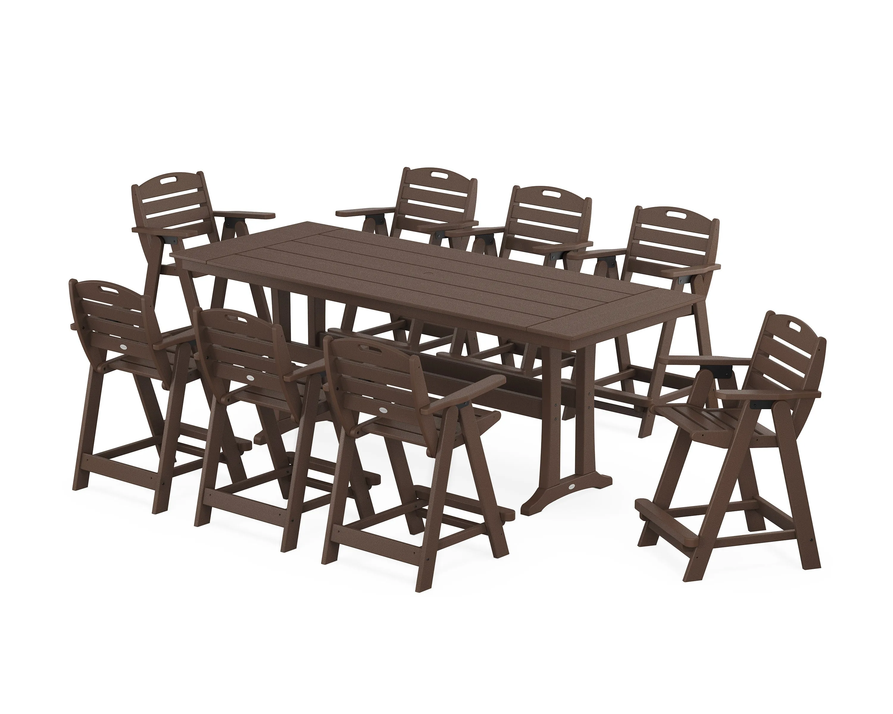 Nautical 9-Piece Farmhouse Counter Set with Trestle Legs